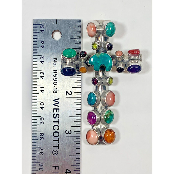 Nakai Navajo Indian Cross with Bear Fetish Sterling Silver - Picture 12 of 13